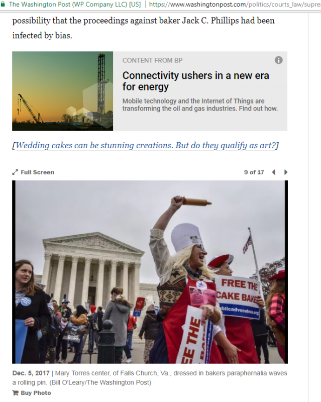 Washington Post reports Free the Cake Baker Squad's famous Rolling Pin of Public Advocate fighting in front of the Supreme Court for Jack Philips case!