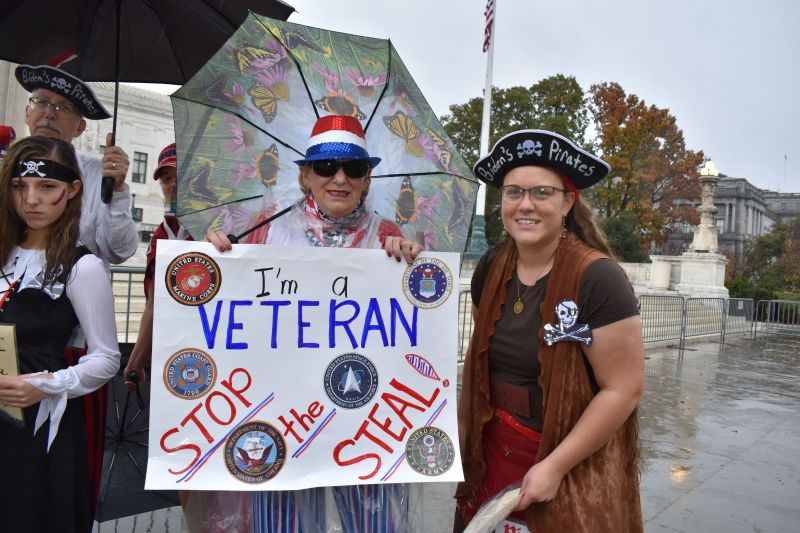 Veterans are welcome to protest the pirates on behalf of the American People to stop the steal - because this is still the land of the FREE because of the BRAVE!