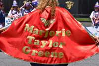 "Our LMNOP Celebration tour begins this week of Juneteenth Day Friday June 18 and goes through Labor Day. It includes songs, dancing and great performances by Wonder Woman Marjorie Taylor Greene, portraying the conservative pro-family advocate Congresswoman standing with Uncle Sam our nation's symbol and beating back the cultural mob represented by evil Antifa Man," 